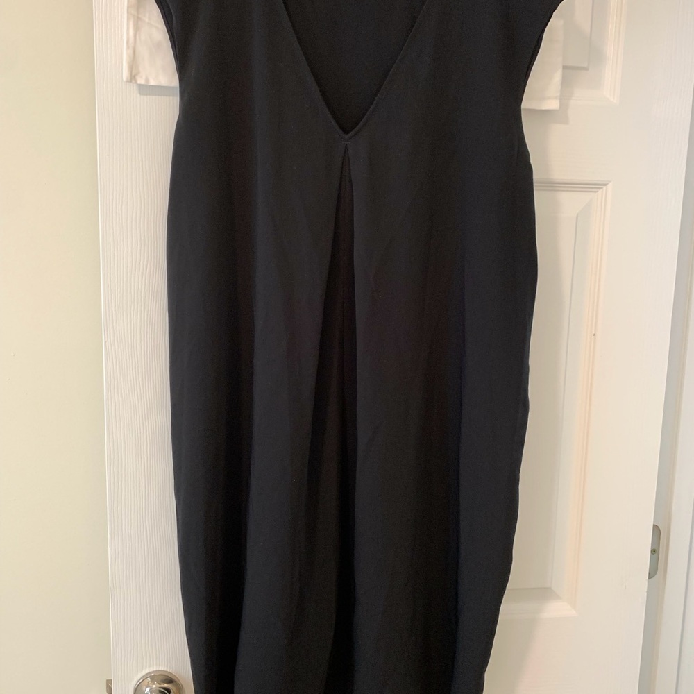 Ralph Lauren Black Pleated Sheath Midi Dress